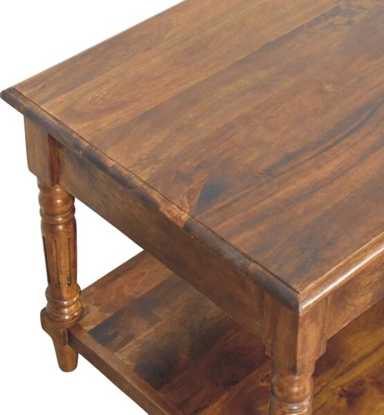 Konferenční stolek v kaštanovém odstínu s 2 zásuvkami, 85 × 55 × 45 cm