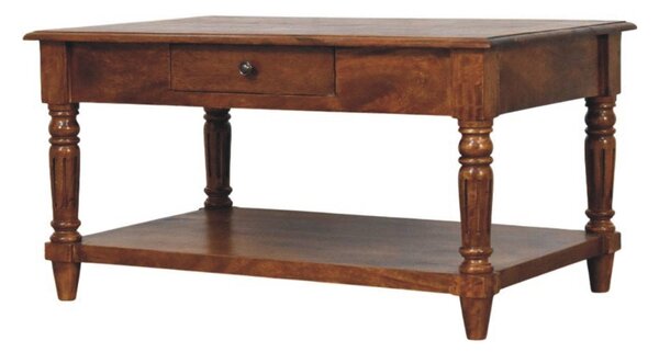 Konferenční stolek v kaštanovém odstínu s 2 zásuvkami, 85 × 55 × 45 cm