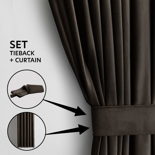 Hnědý sametový dimout závěs 140x270 cm Eyelets – Restilo