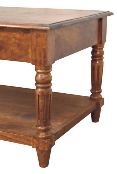 Konferenční stolek v kaštanovém odstínu s 2 zásuvkami, 85 × 55 × 45 cm
