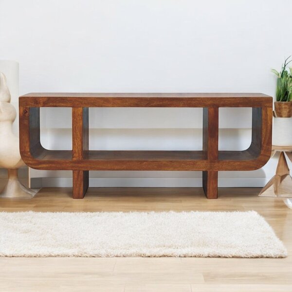 TV stolek Orion v kaštanovém odstínu se zaoblenými liniemi, 120 × 35 × 50 cm