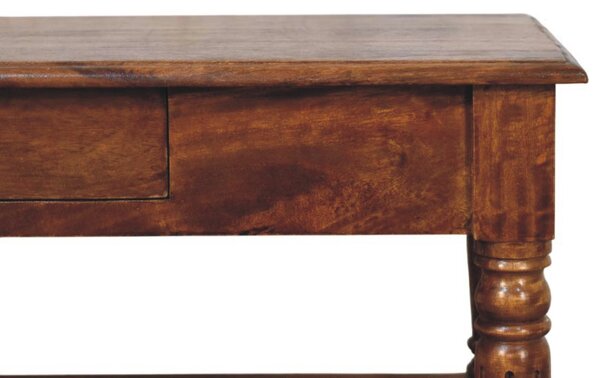 Konferenční stolek v kaštanovém odstínu s 2 zásuvkami, 85 × 55 × 45 cm