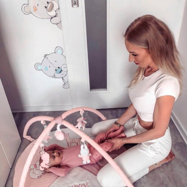 INSPIO-textilní přelepitelná samolepka - Dětské samolepky na zeď - Šedí plyšoví medvídci kolem dveří