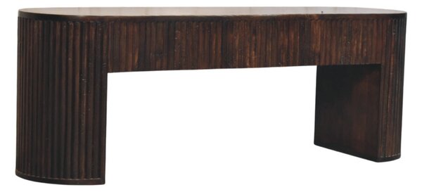Lavice v tmavém mokka odstínu s vertikálním drážkováním, 125 × 35 × 45 cm