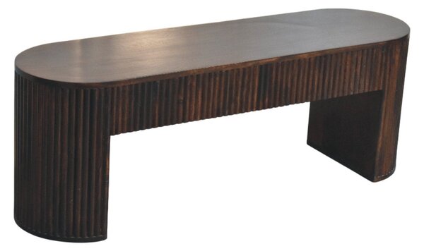 Lavice v tmavém mokka odstínu s vertikálním drážkováním, 125 × 35 × 45 cm