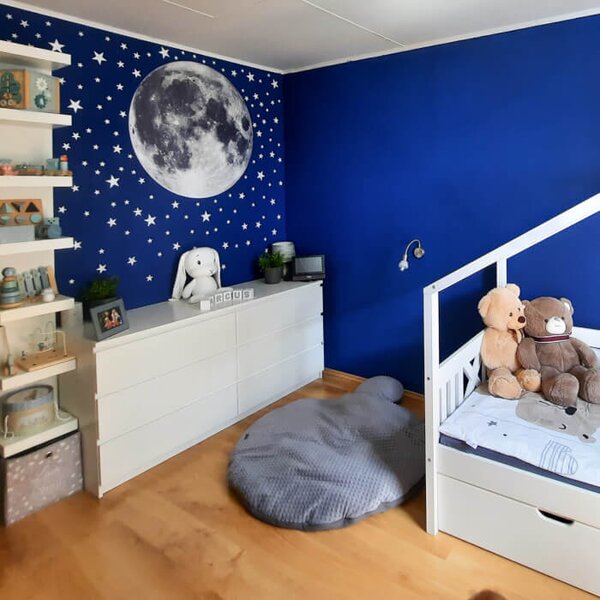 INSPIO-textilní přelepitelná samolepka - Samolepky na zeď - Měsíc s hvězdami