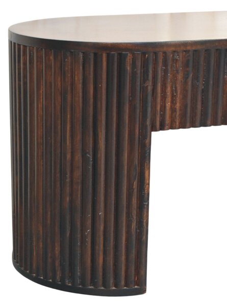 Lavice v tmavém mokka odstínu s vertikálním drážkováním, 125 × 35 × 45 cm