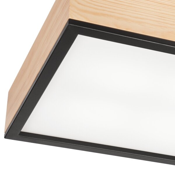 Stropní svítidlo NATURAL SQUARE 4xE27/15W/230V 39x39 cm borovice/černá