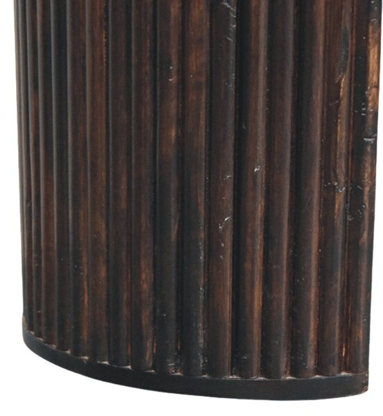 Lavice v tmavém mokka odstínu s vertikálním drážkováním, 125 × 35 × 45 cm