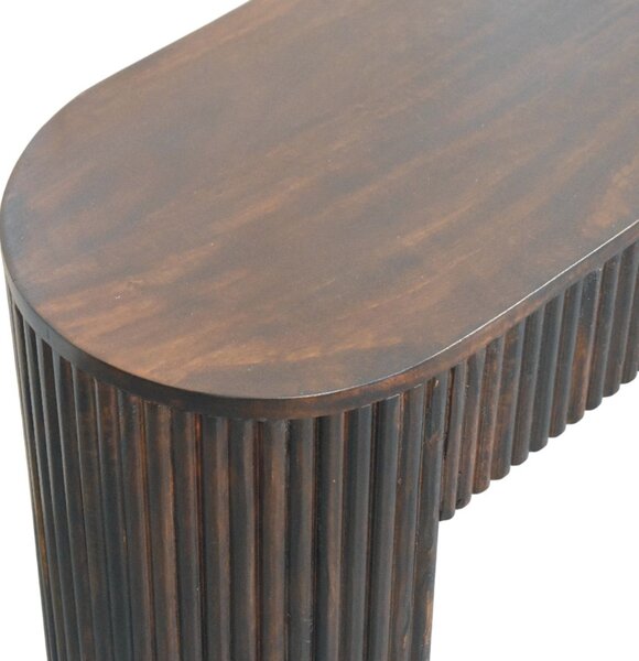 Lavice v tmavém mokka odstínu s vertikálním drážkováním, 125 × 35 × 45 cm