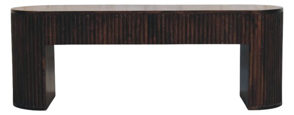 Lavice v tmavém mokka odstínu s vertikálním drážkováním, 125 × 35 × 45 cm