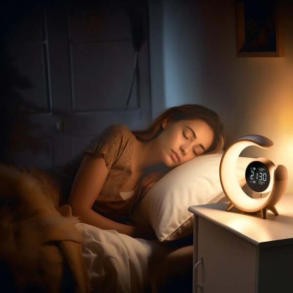 Immax 08985L-LED RGBW Stmívatelná stolní lampa s budíkem LED/20W/5V USB stříbrná