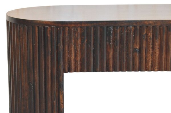 Lavice v tmavém mokka odstínu s vertikálním drážkováním, 125 × 35 × 45 cm