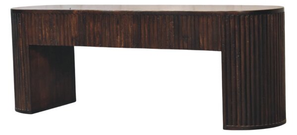 Lavice v tmavém mokka odstínu s vertikálním drážkováním, 125 × 35 × 45 cm