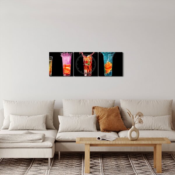 Obraz nápojů (s hodinami) (90x30 cm)