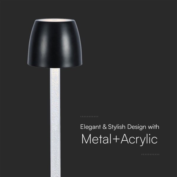 LED Stmívatelná nabíjecí stolní lampa LED/3W/5V 3000K černá