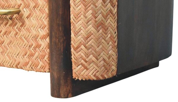 Noční stolek Havana s ratanovými panely z masivního mangového dřeva, šířka 50 cm