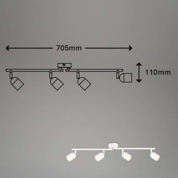 BRILO 2145046 Bodové svítidlo Spot, 70,5 cm, 4x GU10, max. 9W, bílé - BRILO