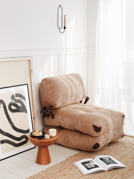 Hanah Home Rozkládací futonové křeslo Kadife camel