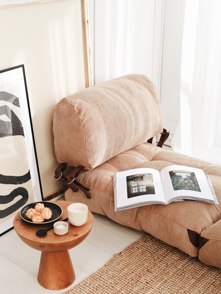 Hanah Home Rozkládací futonové křeslo Kadife camel