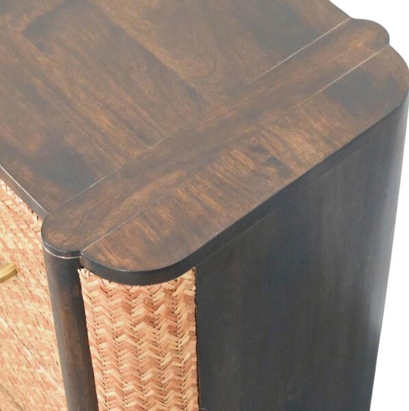Noční stolek Havana s ratanovými panely z masivního mangového dřeva, šířka 50 cm