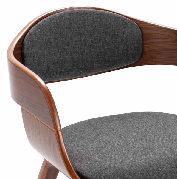Jídelní židle 2 ks ohýbané dřevo a šedý textil 287389