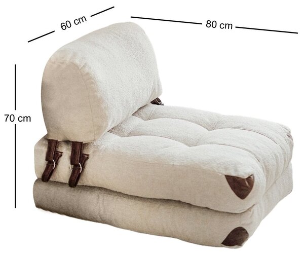 Hanah Home Rozkládací futonové křeslo Kadife Teddy krémové