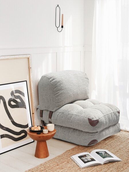 Hanah Home Rozkládací futonové křeslo Kadife Teddy šedé