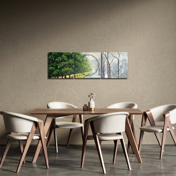 Obraz - Zima versus léto (s hodinami) (90x30 cm)