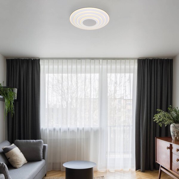 Globo Chytré LED stropní svítidlo Jocelyn, bílé, dálkové ovládání, stmívatelný, Bílá / opál, Obývací pokoj / jídelna, kov