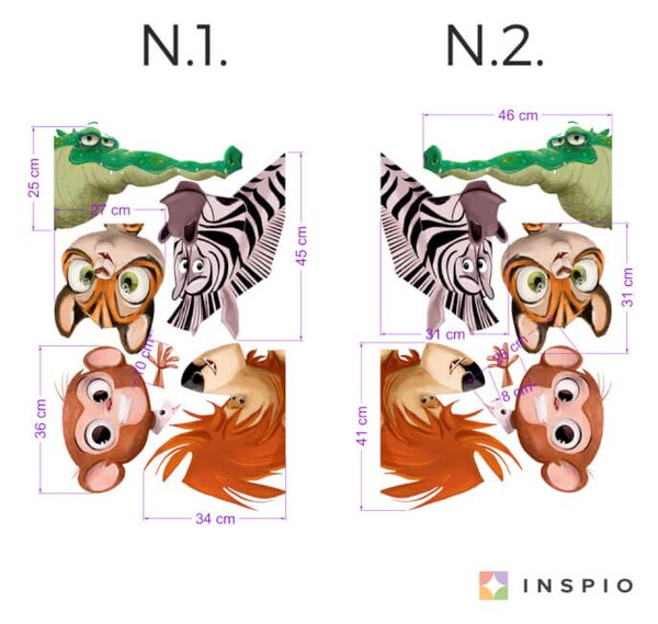 INSPIO-textilní přelepitelná samolepka - Samolepky na zeď - Zvířatka ze Zoo kolem dveří