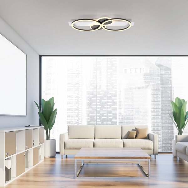 JUST LIGHT. GmbH LED stropní svítidlo Trooper, bílé, černé, v barvě železa, Bílá / opál, Obývací pokoj / jídelna, kov, Moderní