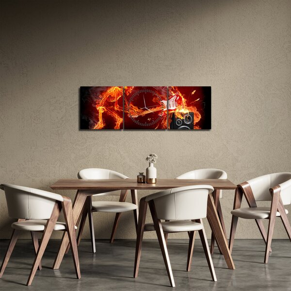 Obraz - Hudba v plamenech (s hodinami) (90x30 cm)