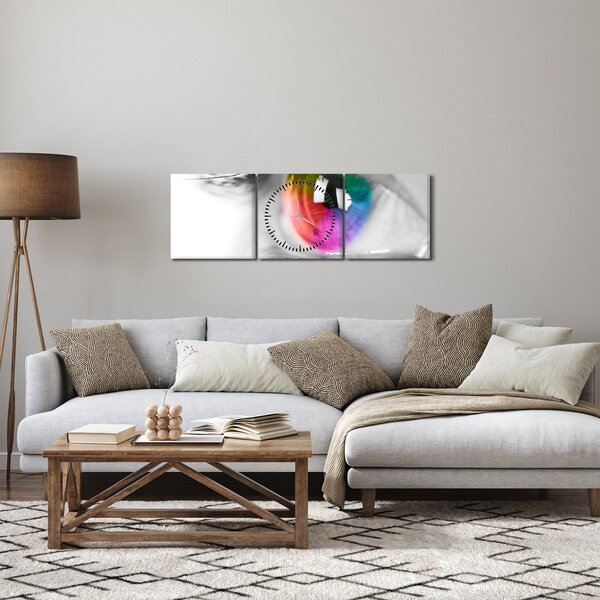 Obraz - Oční duhovka (s hodinami) (90x30 cm)
