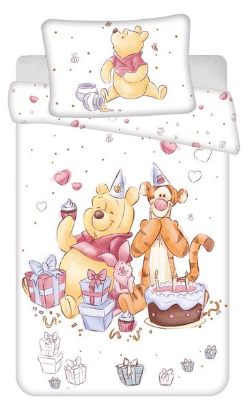 Bílé bavlněné dětské povlečení do postýlky 100x135 cm WTP "Birthday party" – Jerry Fabrics