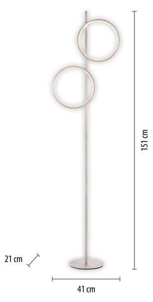 JUST LIGHT. GmbH LED stojací lampa Mini-Ritus, stříbrná, železo, 2 kroužky, Hliník / šedá / zinek, Obývací pokoj / jídelna, kov, Moderní