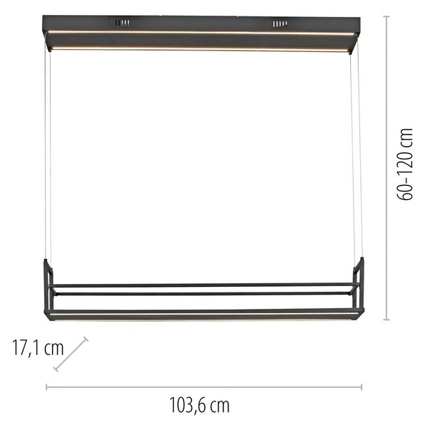 JUST LIGHT. GmbH LED závěsné světlo Sontura, černé, železo, lze použít jako dekorativní poličku, Černá, Obývací pokoj / jídelna, kov, Moderní
