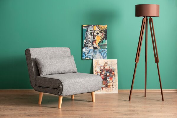 Hanah Home Rozkládací křeslo Single Folde šedé