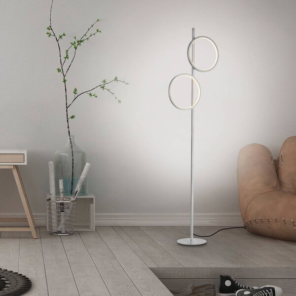 JUST LIGHT. GmbH LED stojací lampa Mini-Ritus, stříbrná, železo, 2 kroužky, Hliník / šedá / zinek, Obývací pokoj / jídelna, kov, Moderní