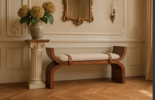 Lavice Stirrup se zaoblenými liniemi, 120 × 35 × 60 cm
