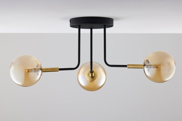 Jupiter 2037 - Lustr na tyči BURANO 3xG9/10W/230V černá/zlatá/béžová