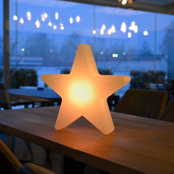JUST LIGHT. GmbH LED dekorativní svítidlo Star na akumulátor, výška 39,5 cm, IP44, bílé, RGBW, stmívatelný, Bílá / opál, Obývací pokoj / jídelna, Plast