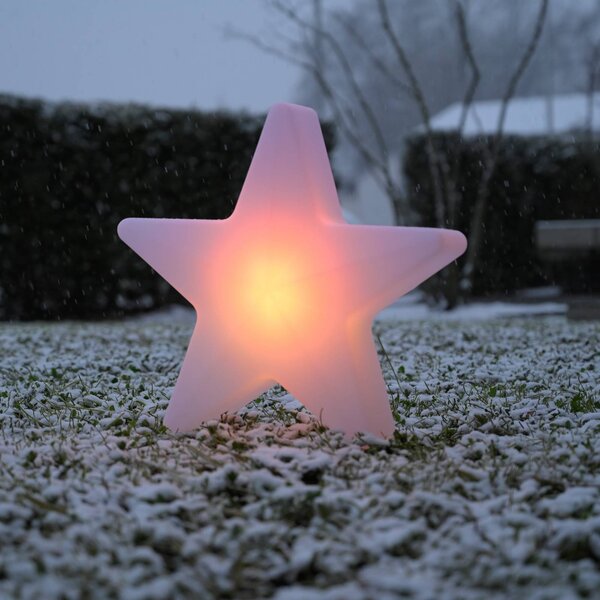 JUST LIGHT. GmbH LED dekorativní svítidlo Star na akumulátor, výška 39,5 cm, IP44, bílé, RGBW, stmívatelný, Bílá / opál, Obývací pokoj / jídelna, Plast