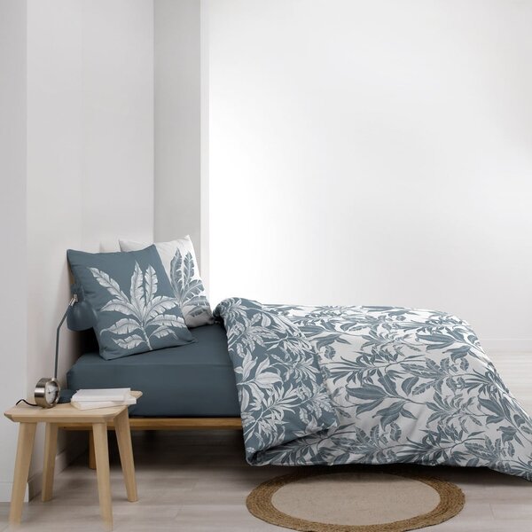 Bílé/modré bavlněné povlečení na dvoulůžko/prodloužené 240x220 cm Hera – douceur d'intérieur