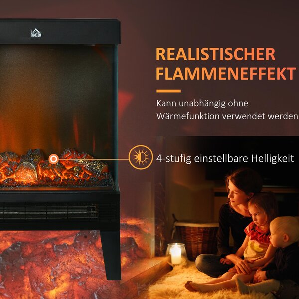 HOMCOM – Elektrický krb, ocel, tvrzené sklo – 40,5L x 20B x 62H cm – černý