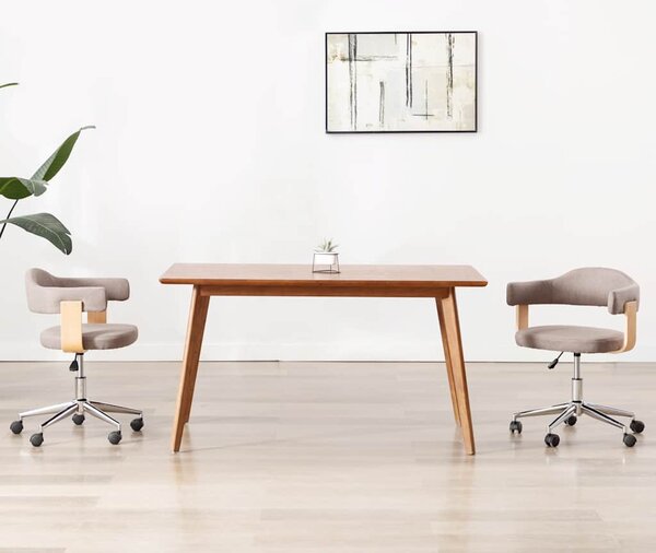 Otočná jídelní židle taupe ohýbané dřevo a textil 287420