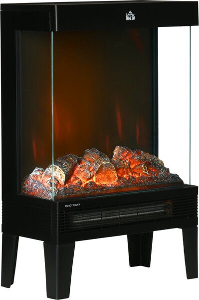 HOMCOM – Elektrický krb, ocel, tvrzené sklo – 40,5L x 20B x 62H cm – černý