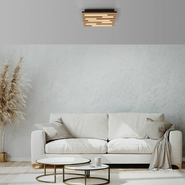 JUST LIGHT. GmbH LED stropní svítidlo Akustik, 30 x cm, přírodní dřevo, kov, Světlé dřevo, Obývací pokoj / jídelna, kov, Moderní
