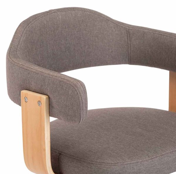 Otočná jídelní židle taupe ohýbané dřevo a textil 287420