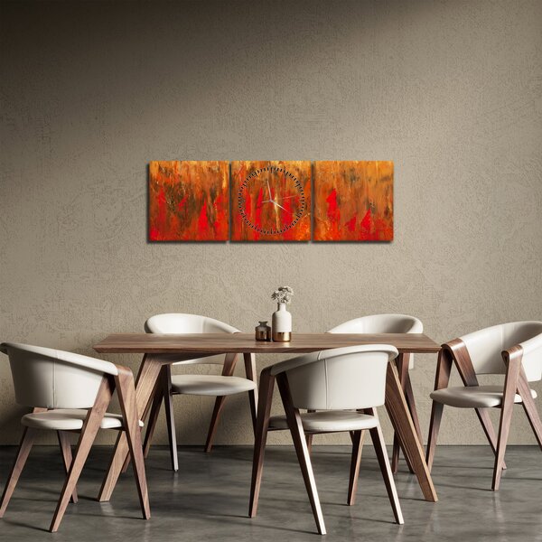 Obraz malované abstrakce (s hodinami) (90x30 cm)